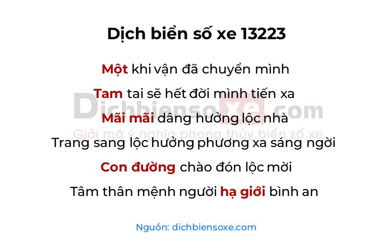 Dịch thơ biển số 13223