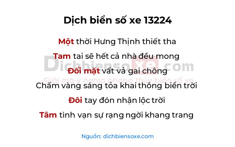 Dịch thơ biển số 13224