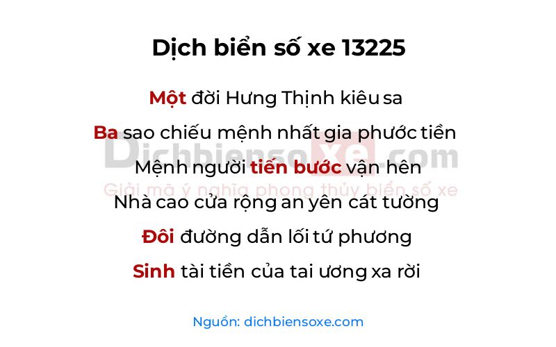 Dịch thơ biển số 13225