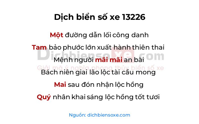 Dịch thơ biển số 13226