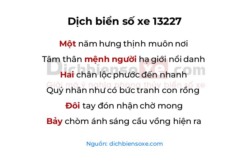 Dịch thơ biển số 13227