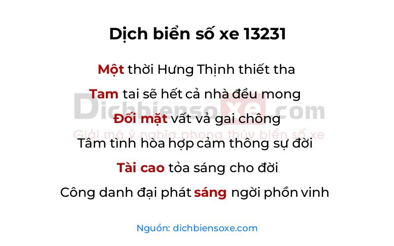 Dịch thơ biển số 13231