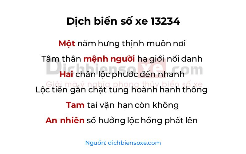 Dịch thơ biển số 13234