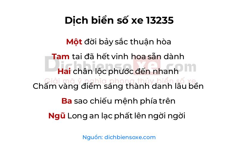 Dịch thơ biển số 13235