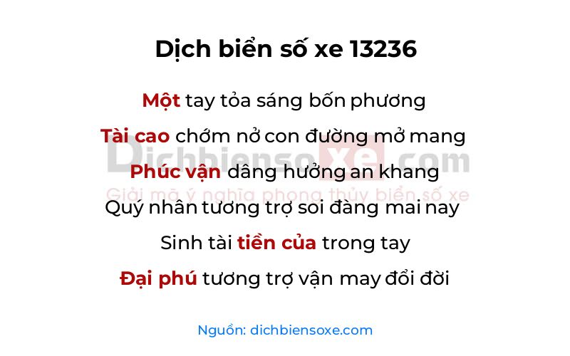 Dịch thơ biển số 13236