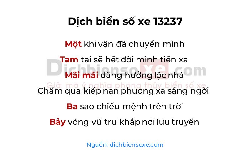 Dịch thơ biển số 13237