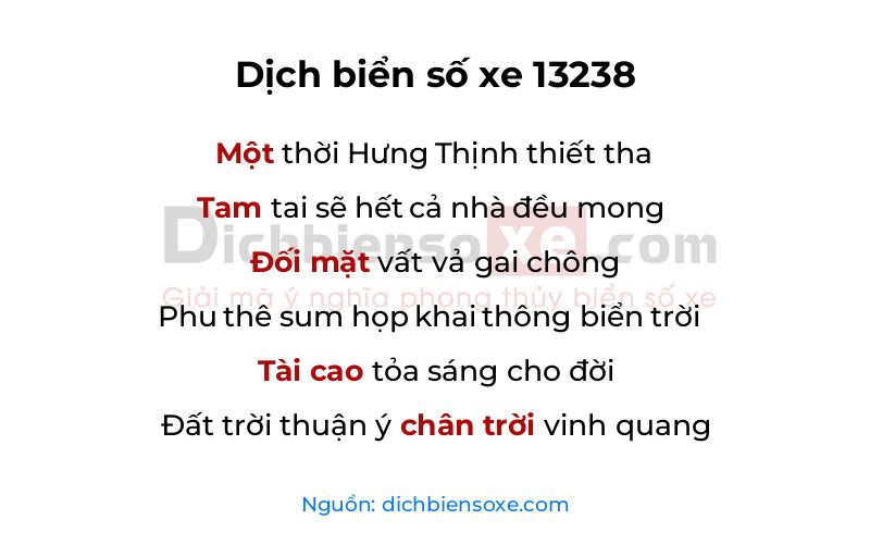 Dịch thơ biển số 13238
