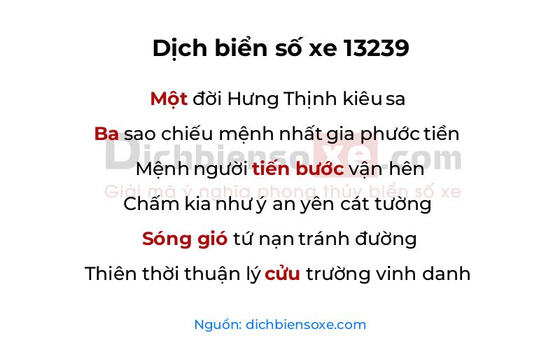 Dịch thơ biển số 13239