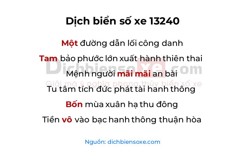 Dịch thơ biển số 13240
