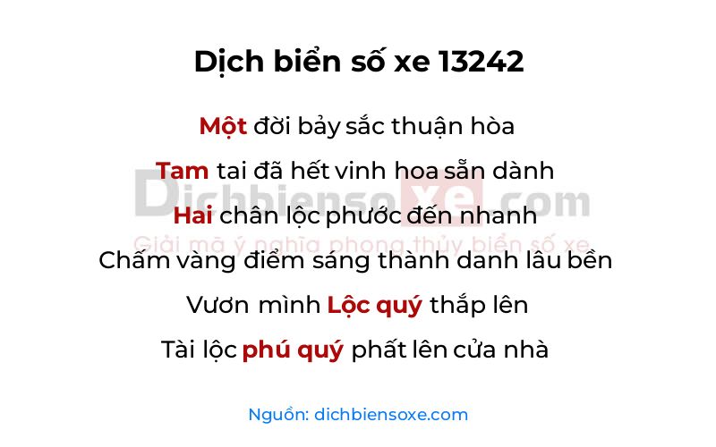 Dịch thơ biển số 13242