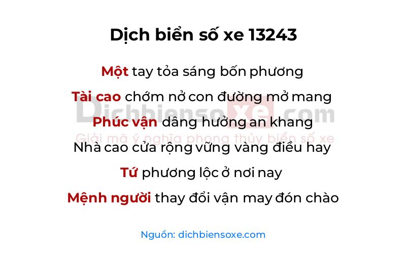 Dịch thơ biển số 13243