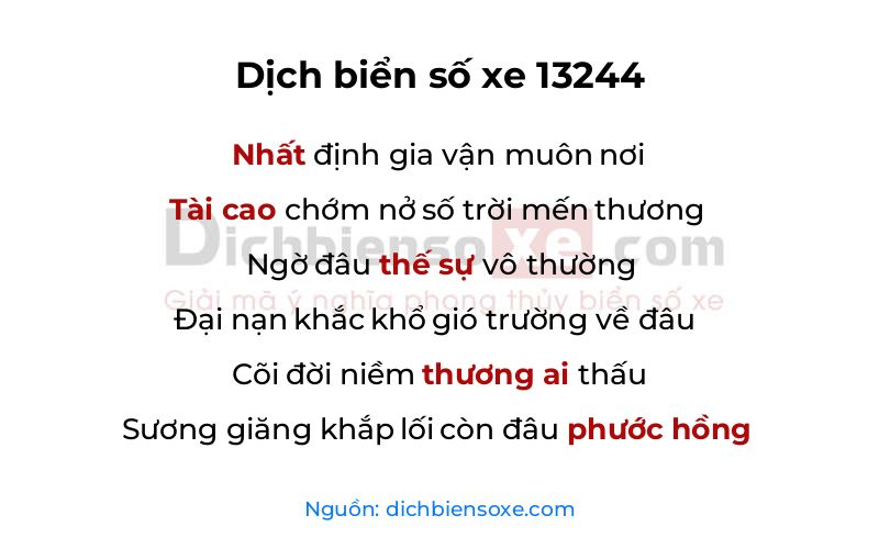 Dịch thơ biển số 13244