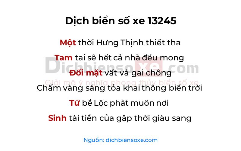 Dịch thơ biển số 13245