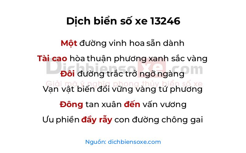 Dịch thơ biển số 13246