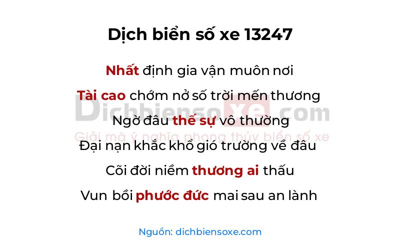 Dịch thơ biển số 13247