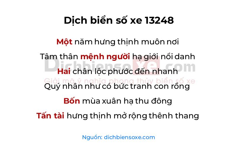 Dịch thơ biển số 13248