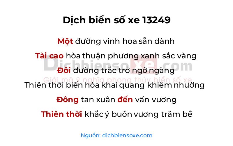 Dịch thơ biển số 13249