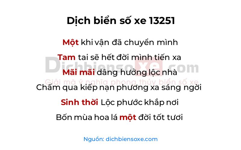 Dịch thơ biển số 13251