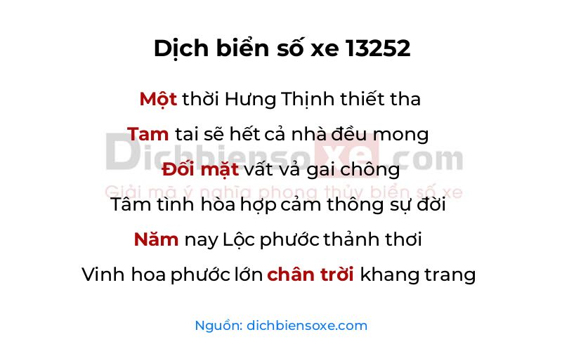 Dịch thơ biển số 13252