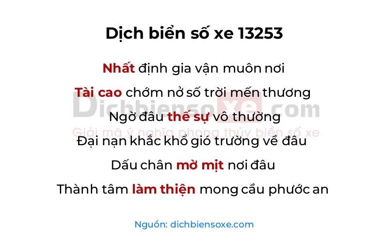 Dịch thơ biển số 13253