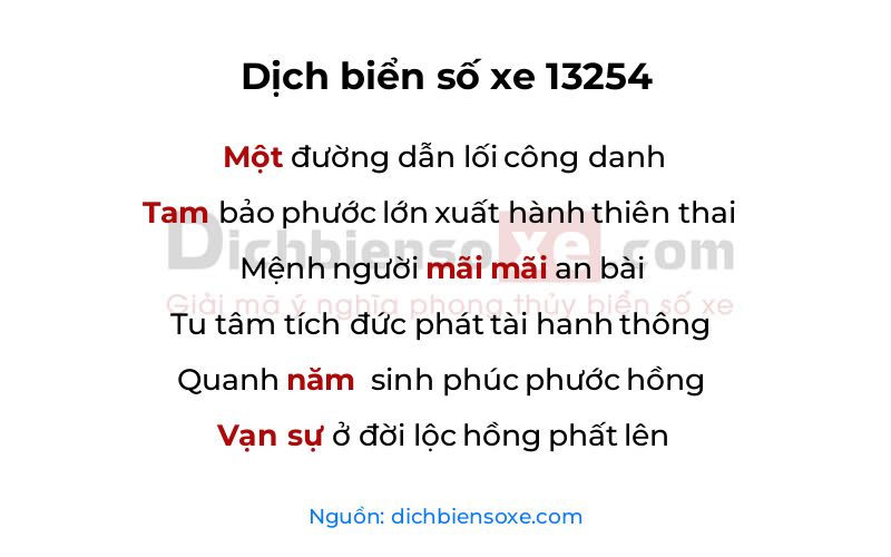 Dịch thơ biển số 13254