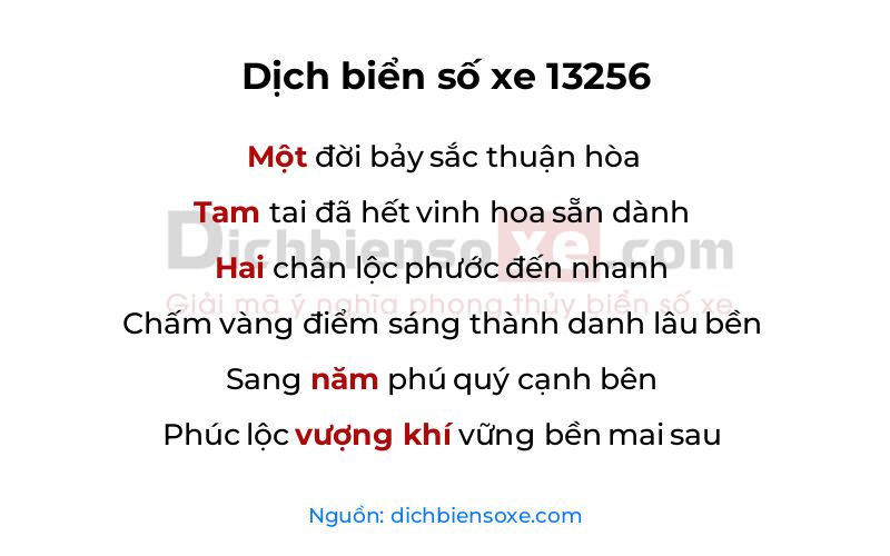 Dịch thơ biển số 13256