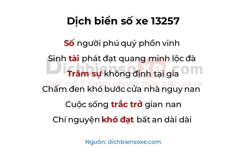 Dịch thơ biển số 13257
