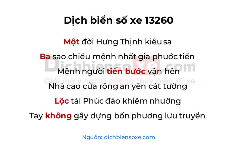 Dịch thơ biển số 13260