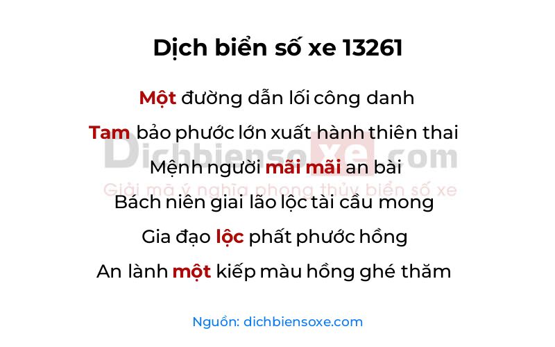 Dịch thơ biển số 13261