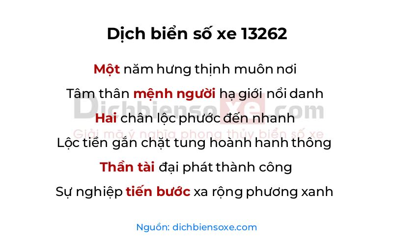 Dịch thơ biển số 13262