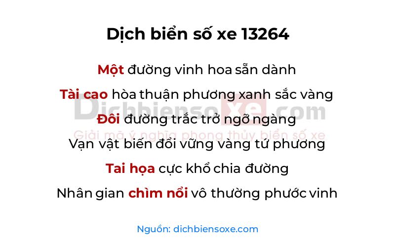 Dịch thơ biển số 13264