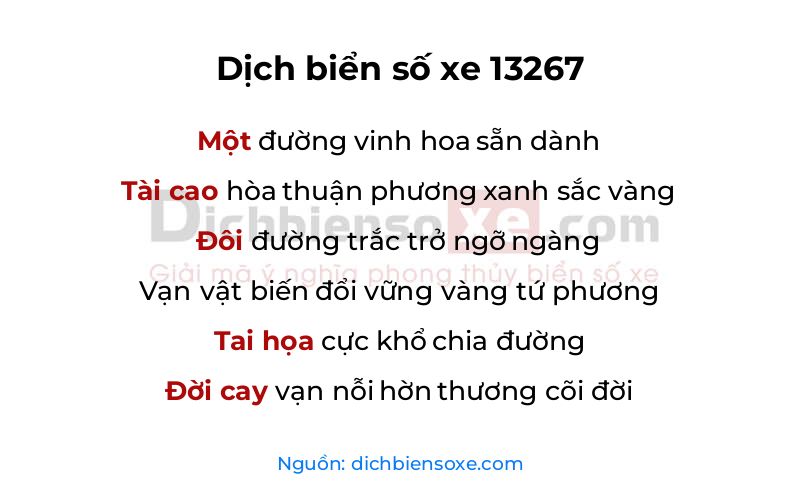 Dịch thơ biển số 13267