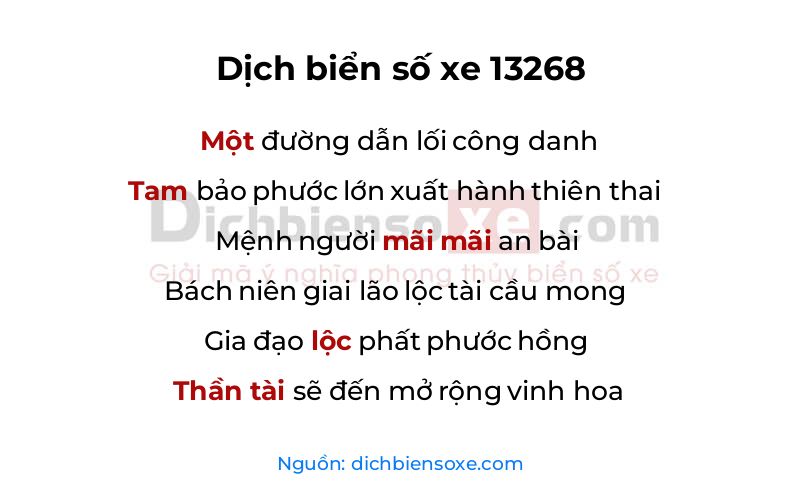 Dịch thơ biển số 13268
