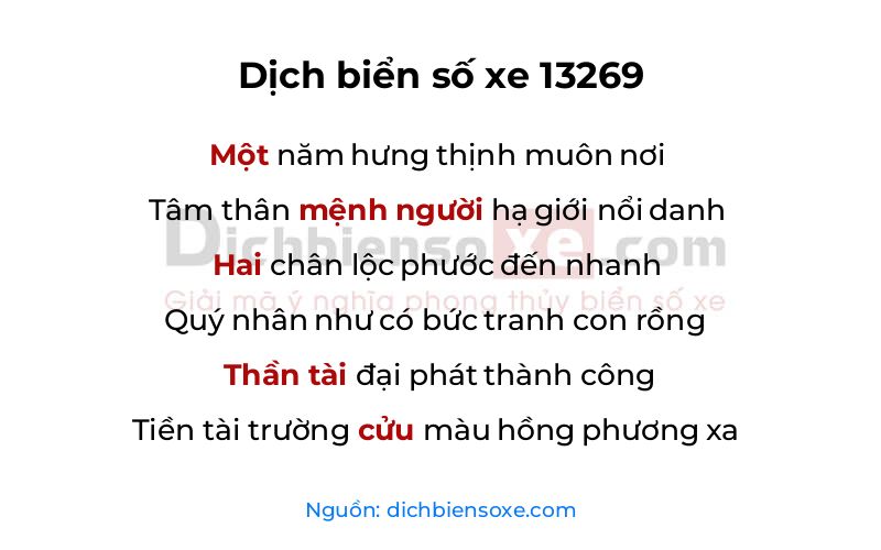 Dịch thơ biển số 13269