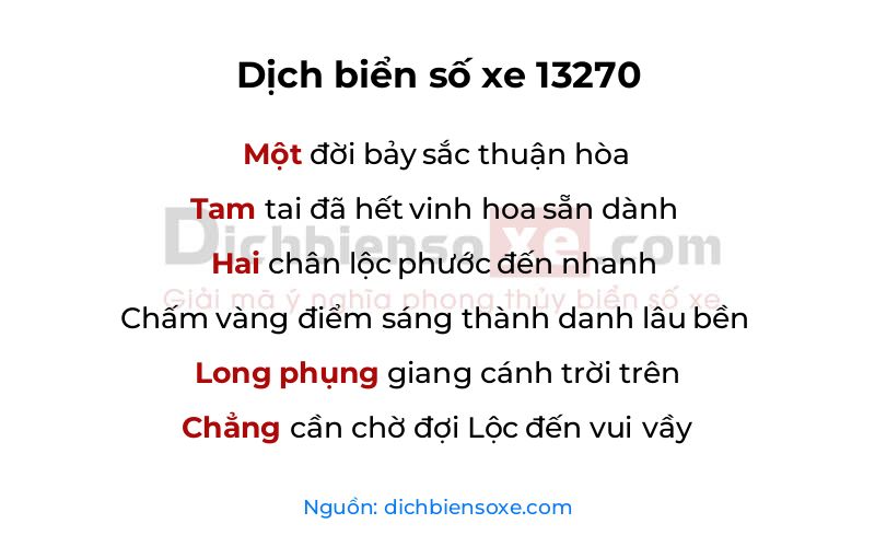 Dịch thơ biển số 13270