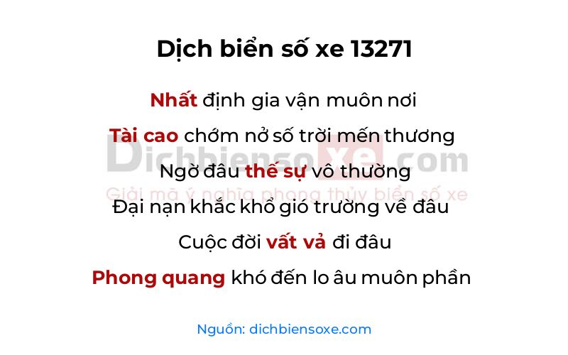 Dịch thơ biển số 13271