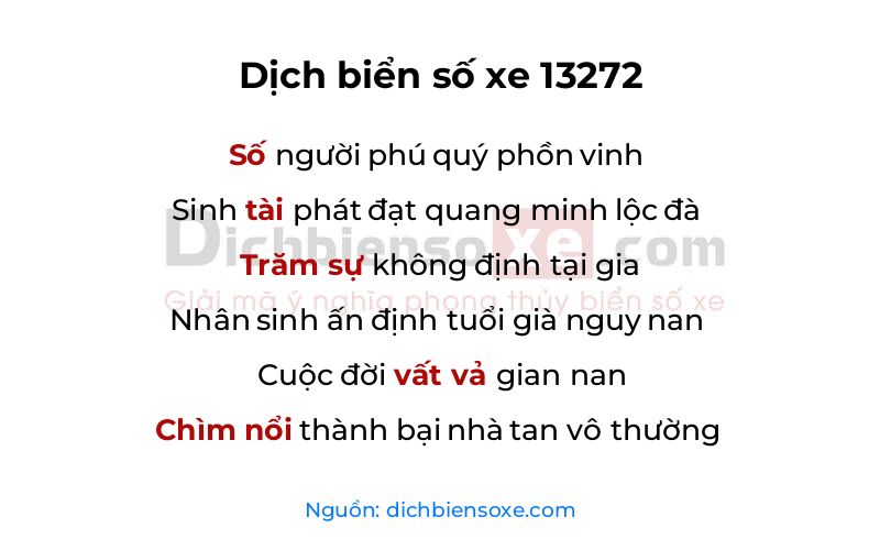 Dịch thơ biển số 13272