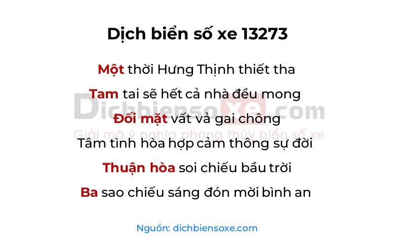 Dịch thơ biển số 13273