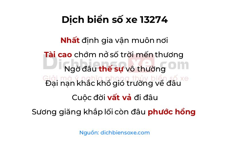 Dịch thơ biển số 13274