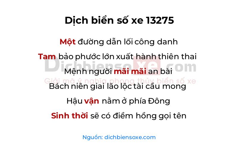 Dịch thơ biển số 13275