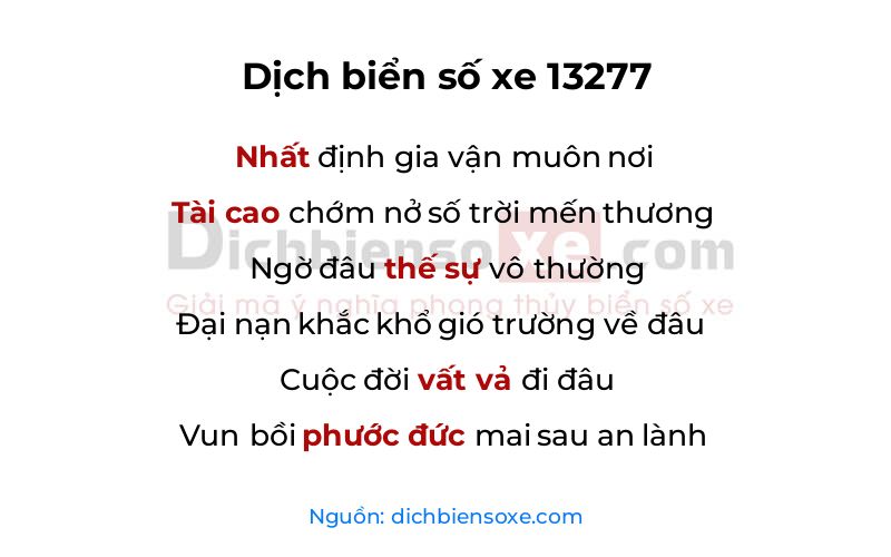 Dịch thơ biển số 13277