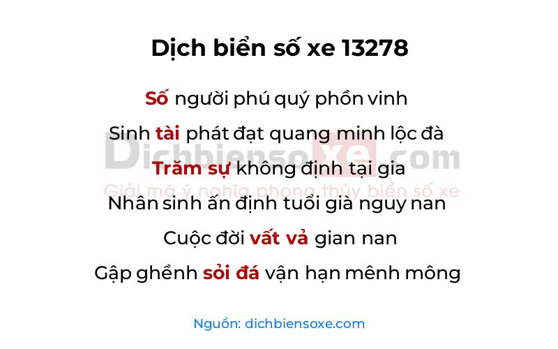 Dịch thơ biển số 13278