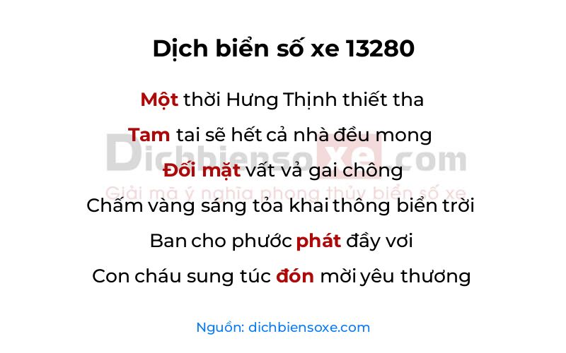 Dịch thơ biển số 13280