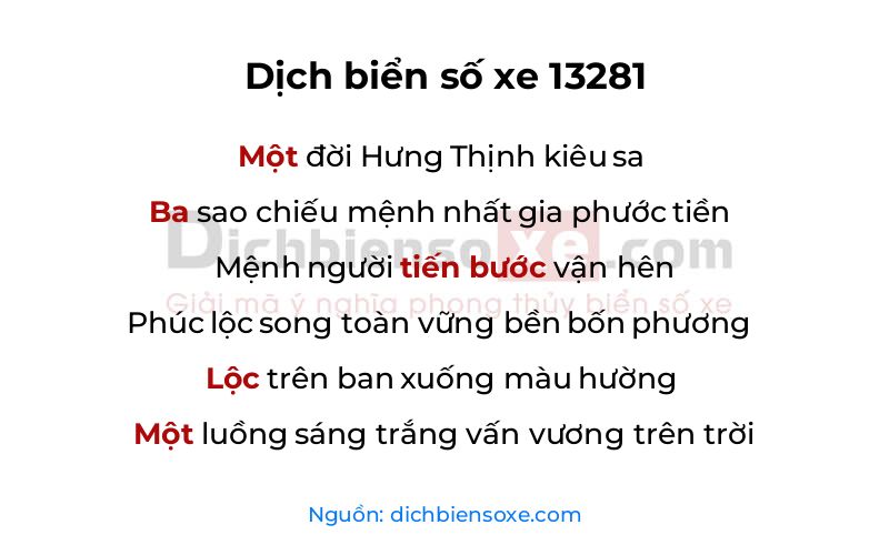 Dịch thơ biển số 13281