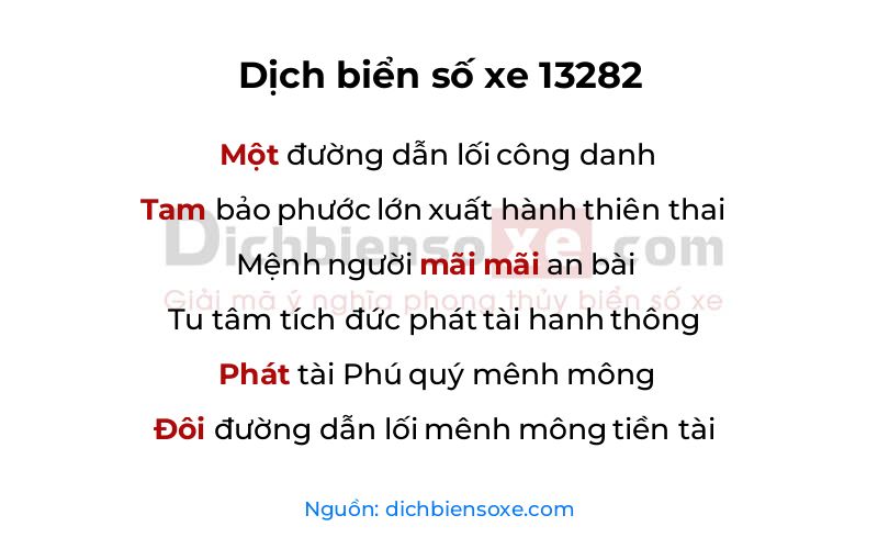 Dịch thơ biển số 13282