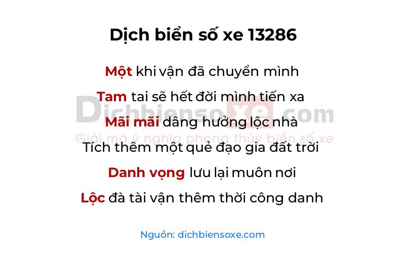 Dịch thơ biển số 13286