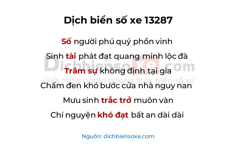 Dịch thơ biển số 13287