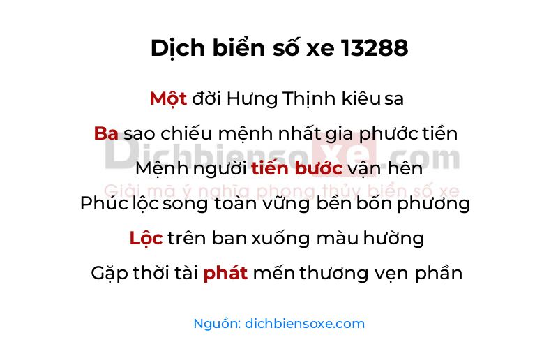 Dịch thơ biển số 13288