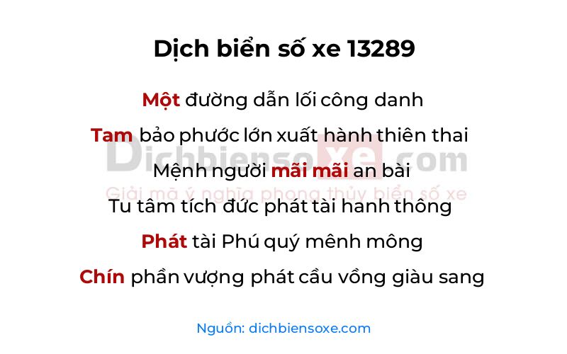 Dịch thơ biển số 13289