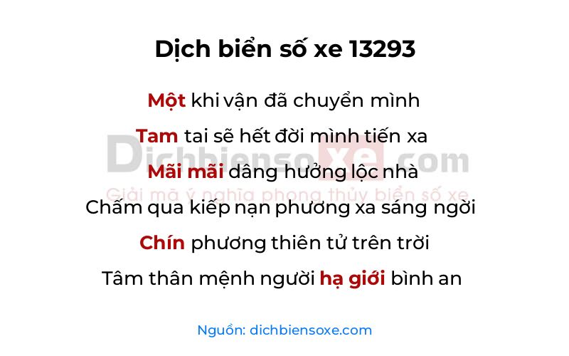 Dịch thơ biển số 13293
